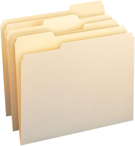 vaoooee 1/3-Cut Tab, Assorted Positions File Folders, Letter Size, Manila - Pack of 100