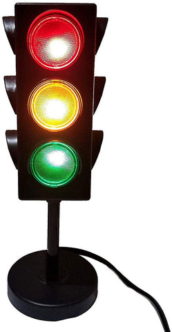 forwaarss Traffic Light Lamp with Base - Mini Stop Light Lamp, Blinking - Decoration for Kids’ Bedrooms or themed Parties - Toy for Pretend Play (11 Inch)