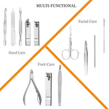 juosta  Professional Stainless Steel Nail Clipper Travel & Grooming Kit Nail Tools Manicure & Pedicure Set of 12pcs with Luxurious Case (Rose Gold)