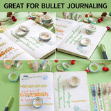 biuunsf Washi-Klebeband-Set mit Blumenmuster, 23 Rollen – dekorative Abdeck-Typ für Bullet Journal, Handwerk, Scrapbook-Zubehör, Karten/Geschenkverpackungen – breit und dünn (8/15 mm)
