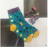 CHAOZHU New Arrival Cool Skateboard Hip Hop Dots Stripes Patchwork Pattern Fashion Brand Happy Socks Men Boys Male