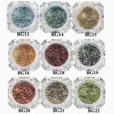 1Box Platinum Shiny Nail Glitter Powder Laser Sparkly Diamond Manicure Nail Art Chrome Pigment DIY Nail Art Decoration LABG01-26