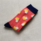 Funny Colorful Animal Fruit Food Crew Socks Men Fun Dachshund Pineapple Watermelon Chips Pumpkin Fox Pizza Cactus Long Socks