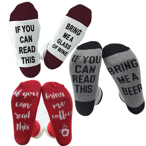 Custom wine socks If You can read this Bring Me Beer me Women Socks Cotton Warm socks