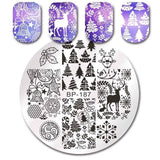 BORN PRETTY Christmas Theme Nail Art Stamping Plates Santa Snowflake Jingle Bell Nail Stamp Manicure with Nail Stamper Scarper