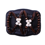 1pc Women Girls Vintage Flower Bead Stretchy Hair Comb Double Magic Slide Metal Comb Clip Hairpins Hair Accessories Tool o10 oc5