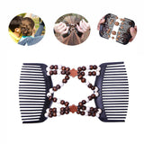 1pc Women Girls Vintage Flower Bead Stretchy Hair Comb Double Magic Slide Metal Comb Clip Hairpins Hair Accessories Tool o10 oc5